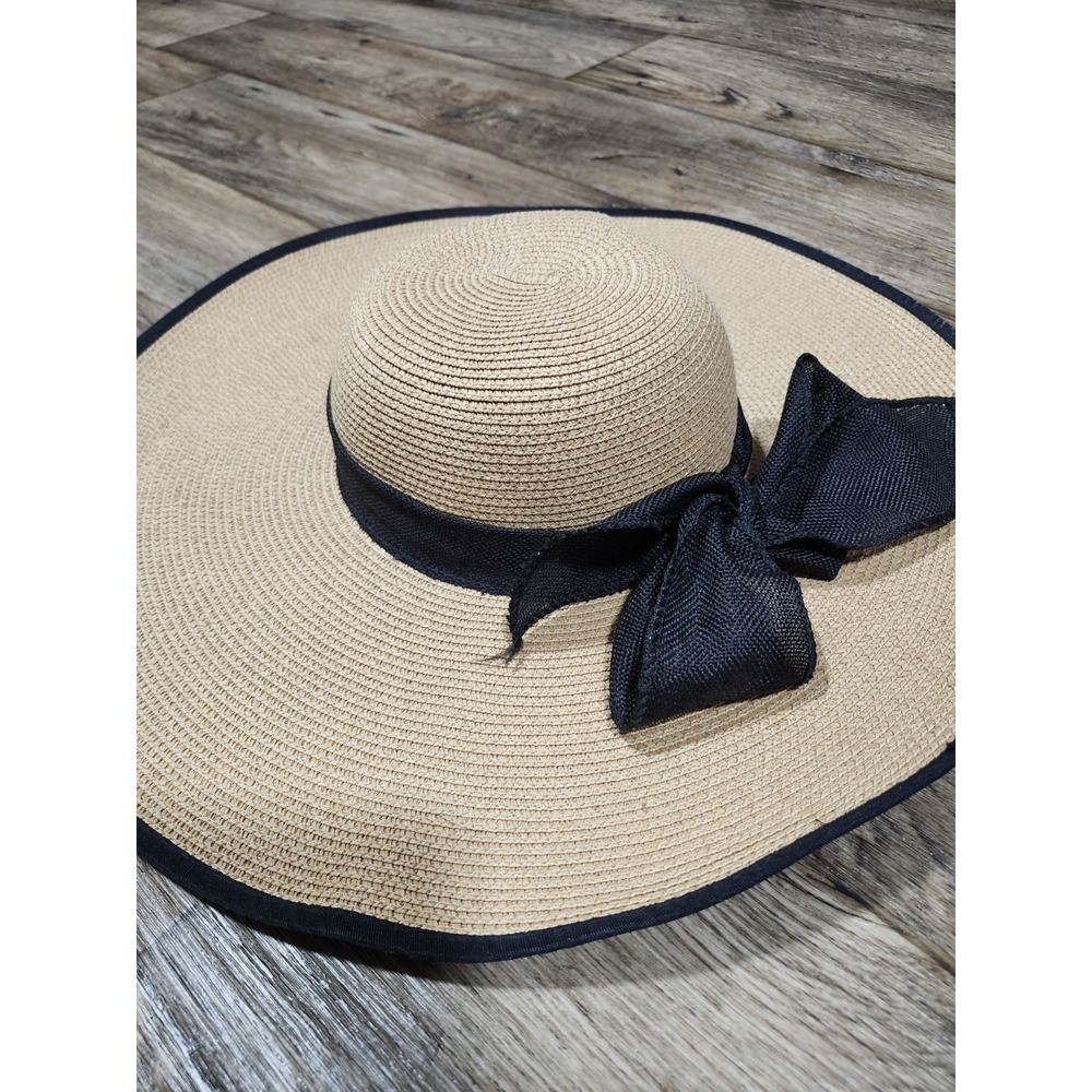 Wide Brim Floppy Summer Sun Beach Hat Derby Vacation elegant paper weave black - Picture 4 of 16